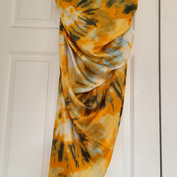 PLT Orange Tie Dye Rushed Side Midi Skirt 6/M - Picture 5 of 9